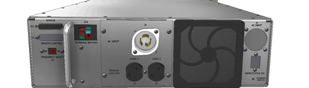 P/N: ETI0001-1005 Rugged COTS UPS Standard Rear Panel Layout